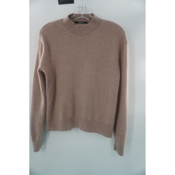 Quince Women100% Cashmere Mock Neck Sweater Beige Raglan Quiet Luxury Comfy Sz S - Picture 2 of 10